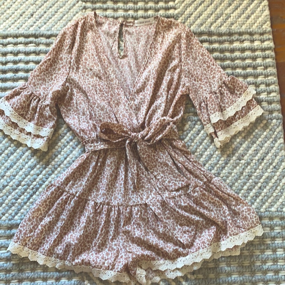 Lace-Trim Floral Romper